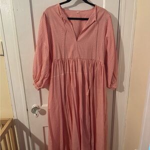 Gingham Long Sleeve Dress cotton